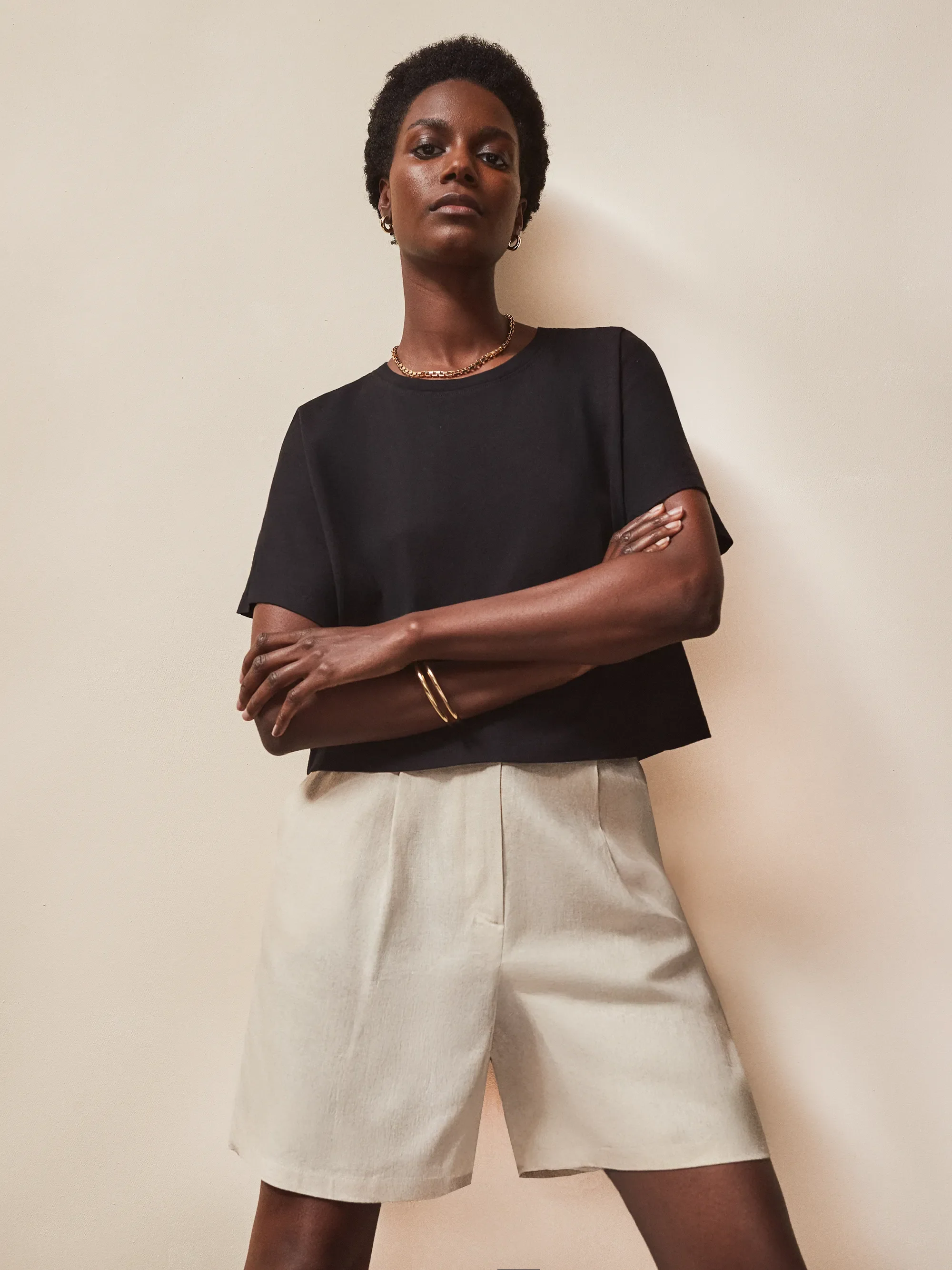 Black Ultimate Pure Cotton Cropped Tee