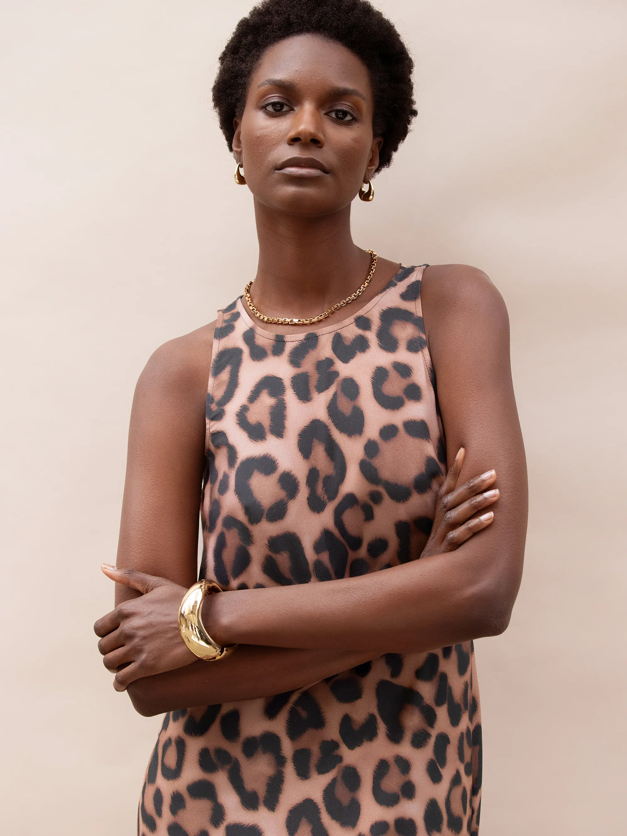 Petite Brown Leopard Print Maxi Dress