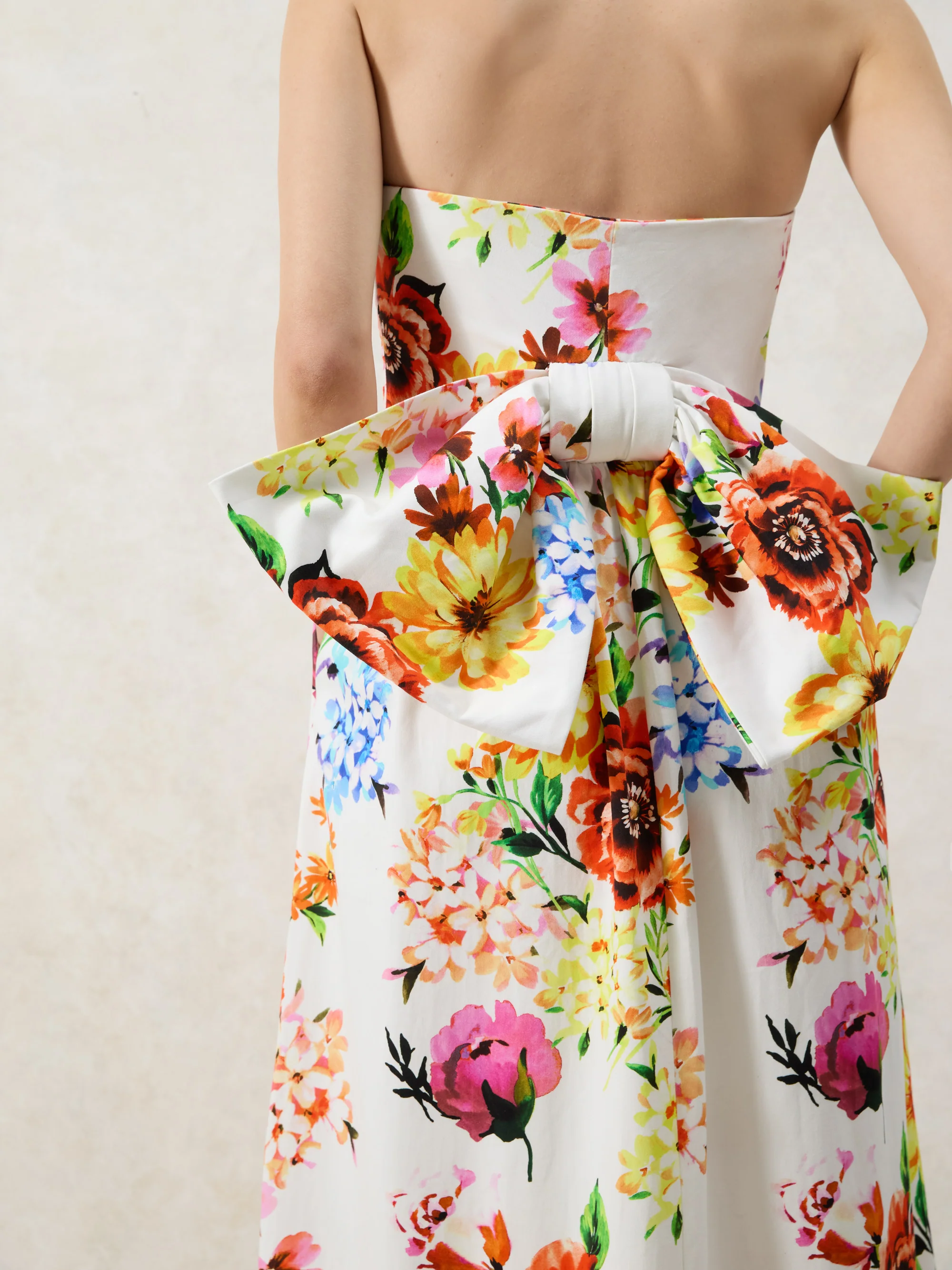 Petite Annie Garden Floral Printed Bow Detail Dress